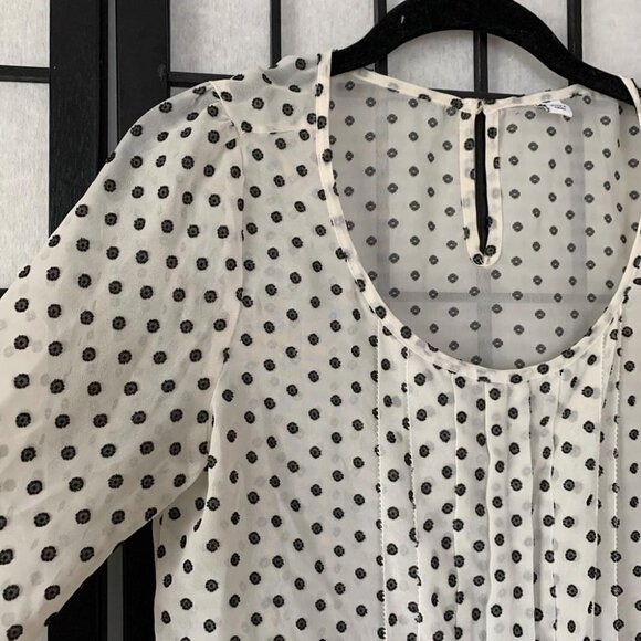 Anthropologie White & Black Polkadot Blouse - Picture 6 of 8